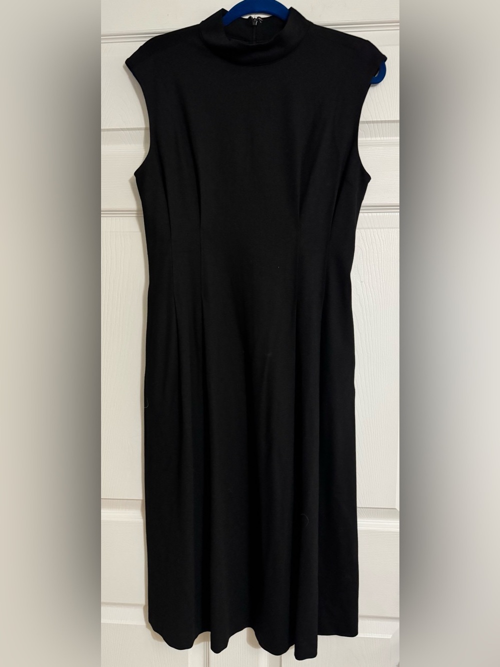 Banana Republic Black Mock Neck Midi Dress M Stretch LBD Career